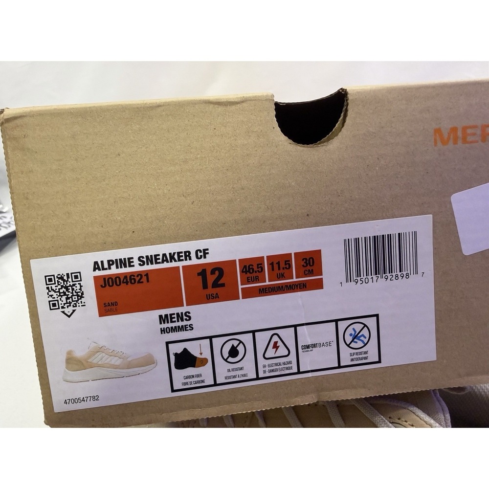 Merrell Work Alpine Men's 12 Carbon Fiber Sand Safety Toe Sneaker NIB - Picture 8 of 8